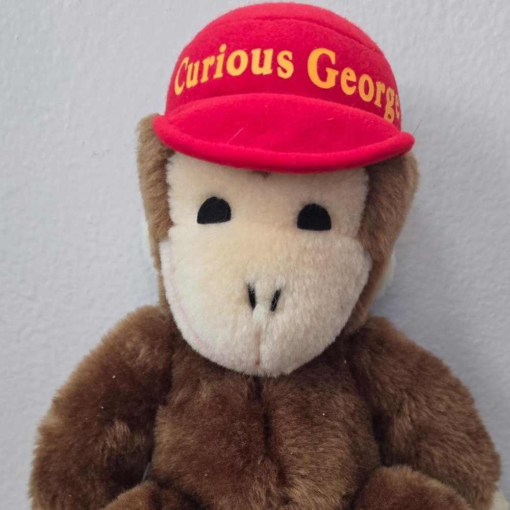 Vintage Applause Curious George Plush Monkey 15 Inch Red Hat 1990s Stuffed Toy